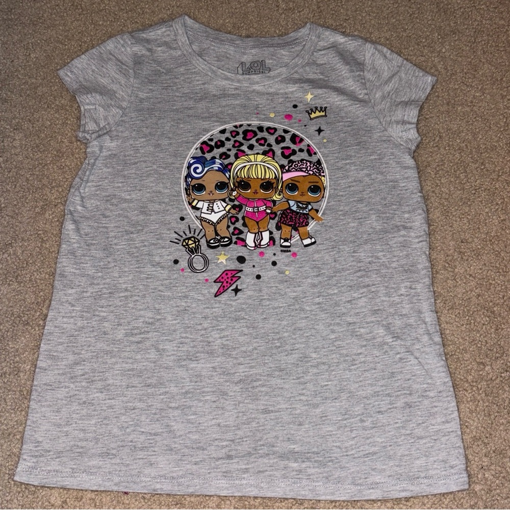 L.O.L Surprise Dolls Gray Graphic Girls T-shirt XL/14/16 60% Cotton Washable